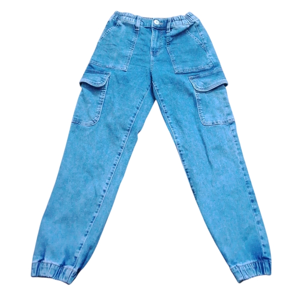Juniors' SO High Rise Cargo Jogger Mom Jeans